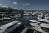 Sanctuary Cove marina lined with cruisers and yachts during a Queensland boat show