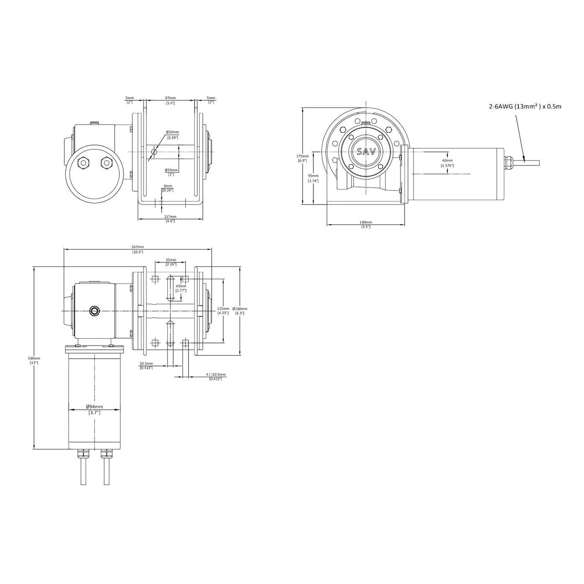 Technical drawing of 1500WH-SSS™ Winch Hauler