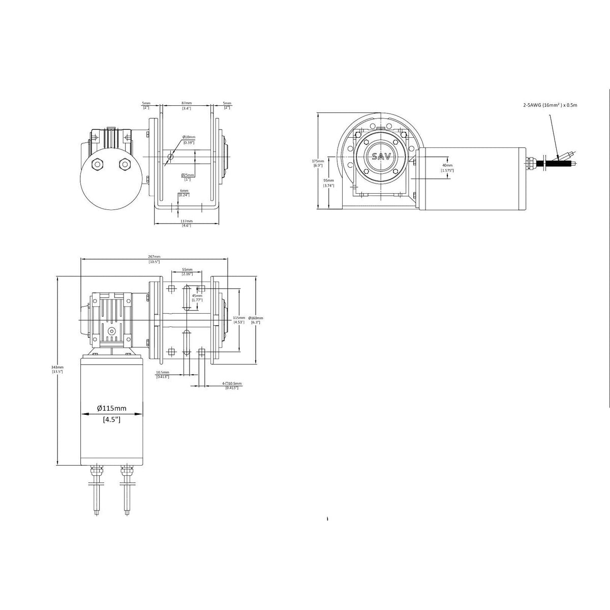 Technical drawing of 2000WH-SSS™ Winch Hauler