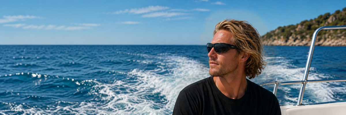 Savwinch polarised sunglasses with branded case and pouch, part of the Savwinch merchandise range