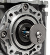 Close up of the winch gearbox with the emergency manual release shaft and allen key fitting exposed